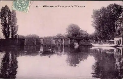 Ak Villennes sur Seine Yvelines, Vieux pont de Villennes