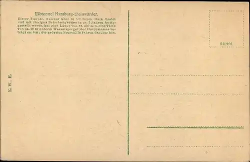 Ak Hamburg Mitte Steinwerder, Elbtunnel