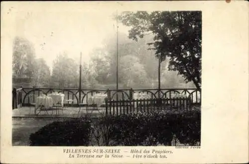 Ak Villennes sur Seine Yvelines, Hotel des Peupliers, Terrasse sur la Seine