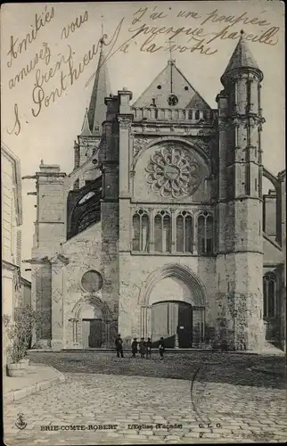 Ak Brie Comte Robert Seine et Marne, Parvis Saint Etienne