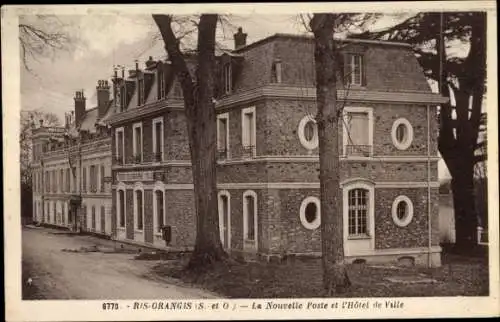 Ak Ris Orangis Essonne, La nouvelle poste , l'Hotel de Ville