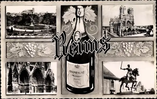 Ak Reims Marne, Kirche, Champagner, Reiterstatue