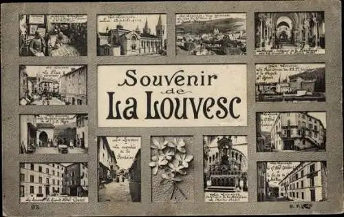 Ak Lalouvesc Ardeche, La montee de la fontaine, Basilique, Place principale