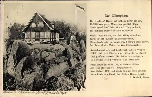 Gedicht Ak Königswinter, Das Ölberghaus, Felspartie, Gedicht von E. Dorlaß