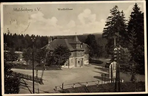 Ak Muldenberg Grünbach im Vogtland, Talsperre Muldenberg, Weidlichhaus