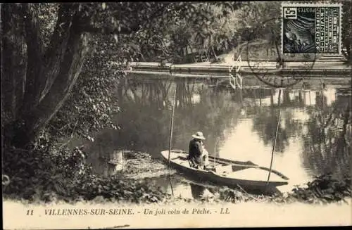 Ak Villennes sur Seine Yvelines, Le Port, Un coin de Peche