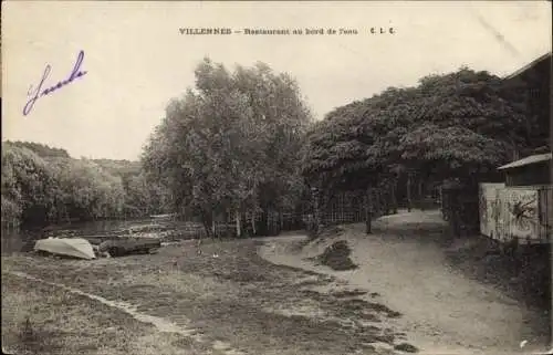 Ak Villennes sur Seine Yvelines, Restaurant au bord de l'eau