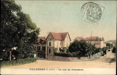 Ak Villennes sur Seine Yvelines, La rue du President