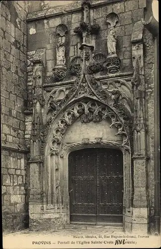 Ak Provins Seine et Marne, Kirchenportal Sainte Croix