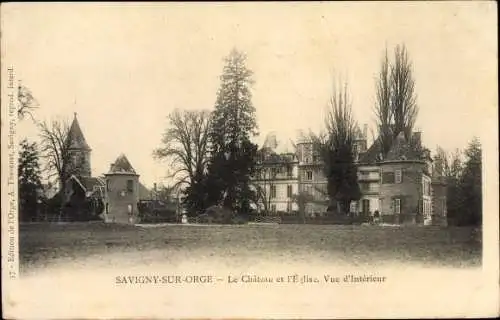 Ak Savigny sur Orge Essonne, Le chateau, l'Eglise