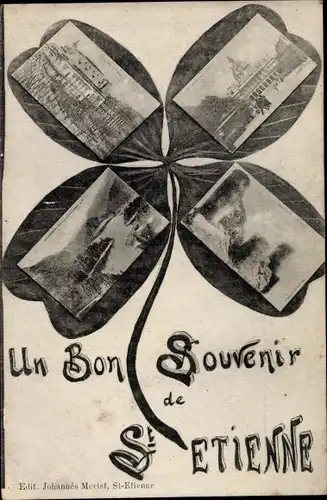 Kleeblatt Passepartout Ak Saint Étienne Loire, Ruines du Château de Rochetaillée