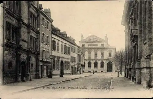 Ak Bruyères-et-Montbérault Aisne, Place St MArtin, Caisse d'Epargne