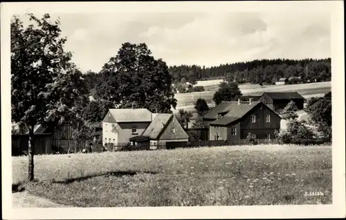 Ak Kottengrün Werda im Vogtland, Dorfhäuser, Wiesen