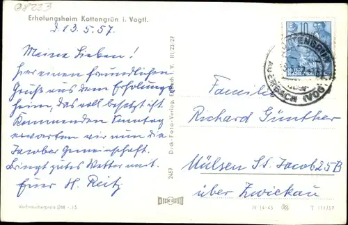 Ak Kottengrün Werda im Vogtland, Erholungsheim, Panorama