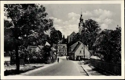 Ak Bergen im Vogtland, von der Plauenschen Straße zur Ortsmitte