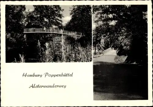 Ak Hamburg Wandsbek Poppenbüttel, Alsterwanderweg, Brücke