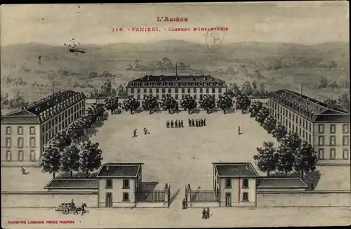 Litho Pamiers Ariège, Caserne d'Infanterie