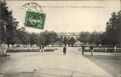 Ak Libourne Gironde, Caserne du 15e Dragons, Quartier Lamarque