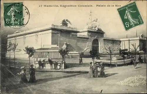 Ak Marseille Bouches du Rhône, Exposition Coloniale 1906, Palais de la Mer