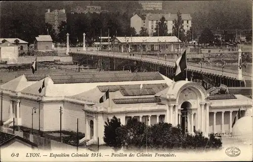 Ak Lyon Rhône, Exposition Coloniale 1914, Pavillon des Colonies Francaises