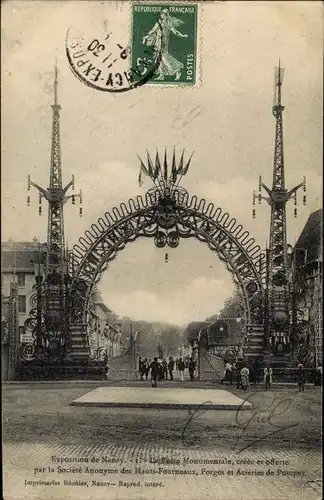 Ak Nancy Meurthe et Moselle, Exposition de Nancy, Monumentale, cree et offerte par la Societe Anonym