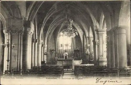 Ak Colombes Hauts de Seine, Interieur de l'Eglise