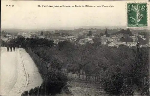 Ak Fontenay aux Roses Hauts de Seine, Route de Bievres et vue d'ensemble