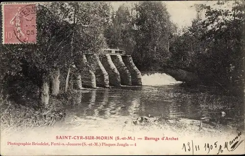 Ak Saint Cyr sur Morin Seine et Marne, Barrage d'Archet