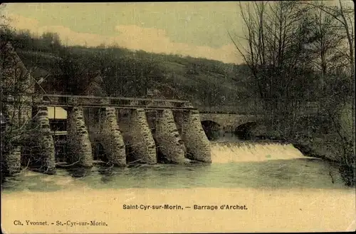 Ak Saint Cyr sur Morin Seine et Marne, Barrage d'Archet