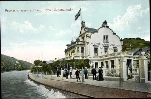 Ak Assmannshausen Rüdesheim am Rhein, Hotel Schützenhof