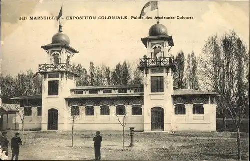 Ak Marseille Bouches du Rhône, Exposition Coloniale, Palais des Anciennes Colonies