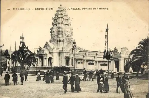Ak Marseille Bouches du Rhône, Exposition Coloniale, Pavillon du Cambodge