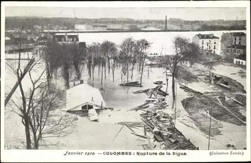 Ak Colombes Hauts de Seine, Rupture de la digue, Hochwasser
