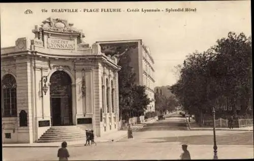 Ak Deauville Calvados, Plage Fleurie, Credit Lyonnaise