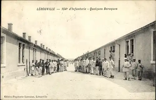 Ak Lerouville Lothringen Meuse, 154e d'Infanterie, Quelques baraques