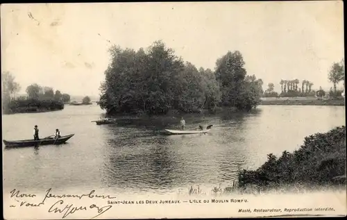 Ak Saint Jean les Deux Jumeaux Seine et Marne, L'Ile du Moulin Rompu