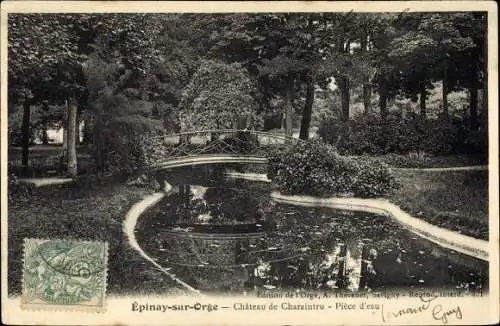 Ak Epinay sur Orge Essonne, Chateau de Charaintru, Piece d'eau