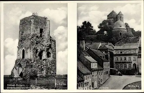 Ak Stolpen Sachsen, Schloss, Siebenspitzenturm, Coselturm, WeKaKa