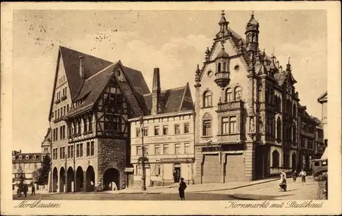 Ak Nordhausen am Harz, Kornmarkt, Stadthaus, C. Eggebrecht Uhren & Goldwaren