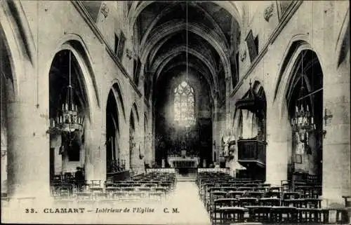 Ak Clamart Hauts de Seine, Interieur de l'eglise