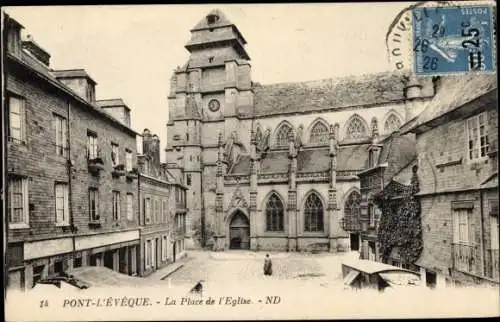 Ak Pont l'Évêque Calvados, Place de l'Eglise