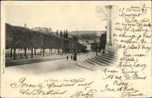 Ak Orsay Essonne, Les Tilleuls, Place de l'Eglise