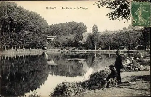 Ak Orsay Essonne, Le Canal et le Viaduc