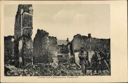 Ak Vaudesincourt Marne, Ruinen, Kriegszerstörungen, I. WK