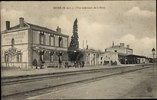 Ak Segré Maine et Loire, Vue intérieure de la Gare