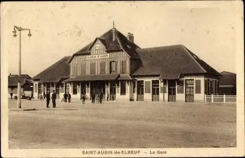 Ak Saint Aubin les Elbeuf Seine Maritime, La Gare