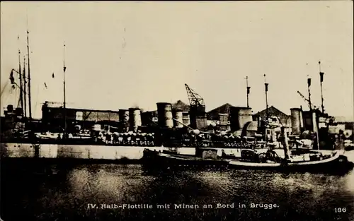 Ak Bruges Brügge Flandern, Deutsches Kriegsschiff, Kaiserliche Marine, Torpedoboote der 4. Flottille