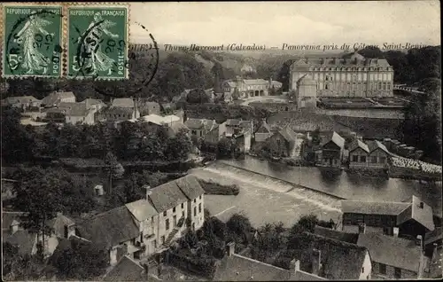 Ak Thury Harcourt Calvados, Panorama prise du Coteau Saint Bernin