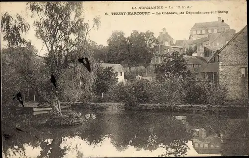 Ak Thury Harcourt Calvados, Le Chateau, Les Dependances et l'Etang