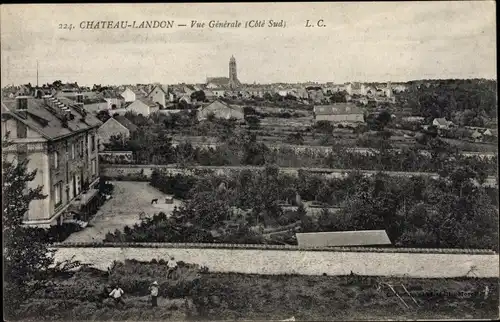 Ak Chateau Landon Seine et Marne, Panorama, cote sud